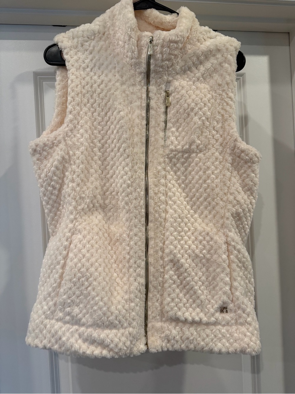 Calvin Klein Cream Faux-Sherpa Zip Vest